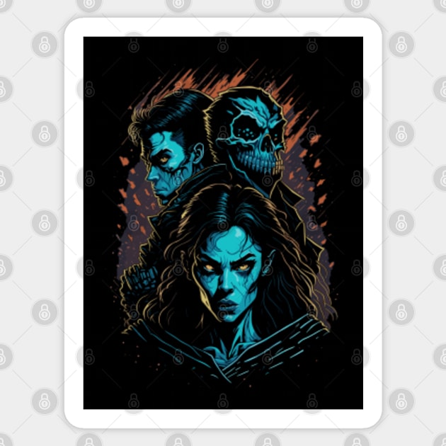 Fearless Trio - Halloween Horror Sticker by DesignINKZ